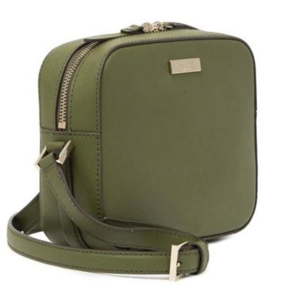 Kate Spade Cammie Crosshatched Sapling Green Leather Cross Body Bag Purse